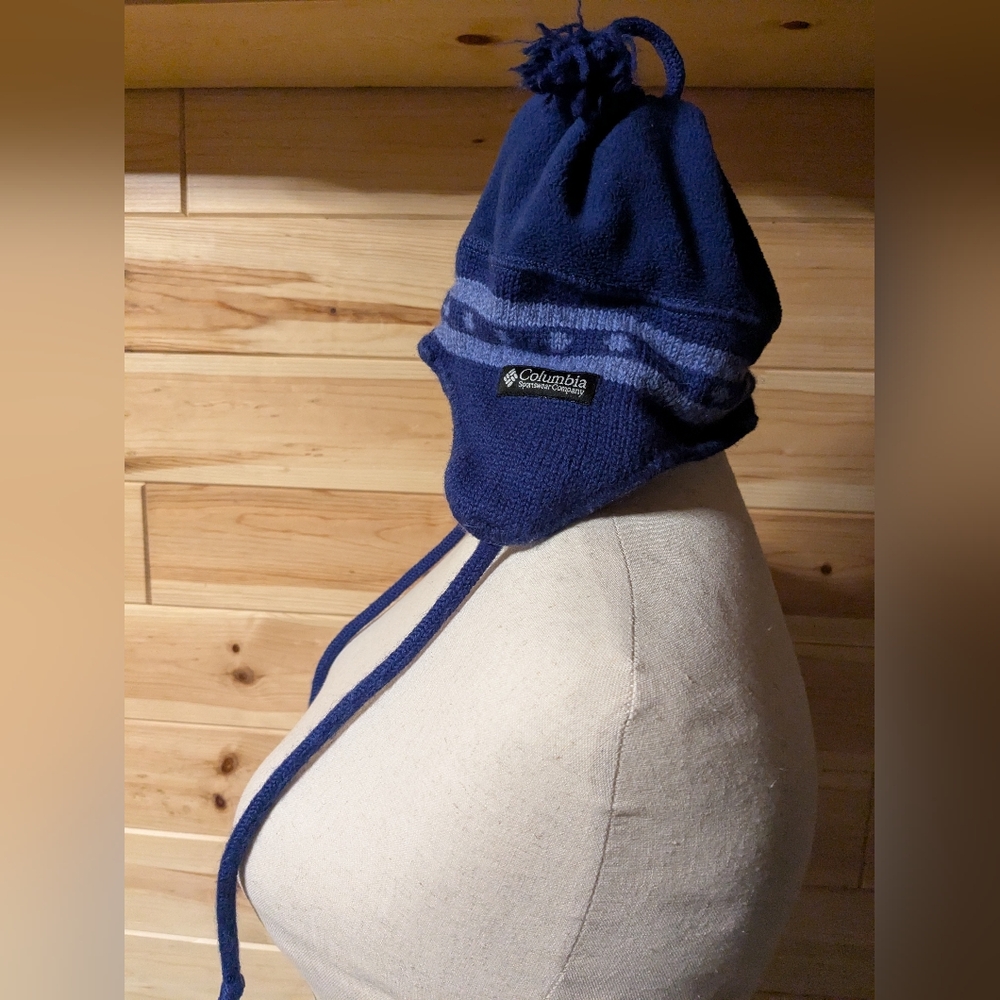 Columbia OS Blue Beanie Hat, Unisex, Vintage, Winter Fall